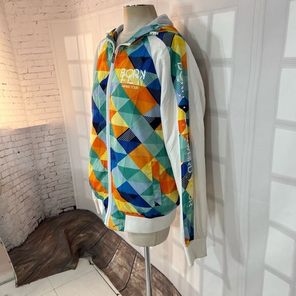 Born Fly Multicolor Colorful Windbreaker Jacket Size Large - Picture 3 of 10